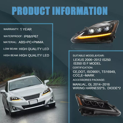 ⭐ART.2936 Kit Fari Anteriori a LED + Fanali Posteriori Fumé – Lexus IS250⭐