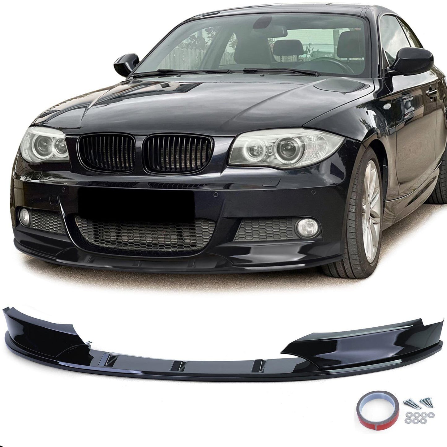 Spoiler anteriore lip performance nero lucido aftermarket compatibile con BMW Serie 1 E82 E88 11-13