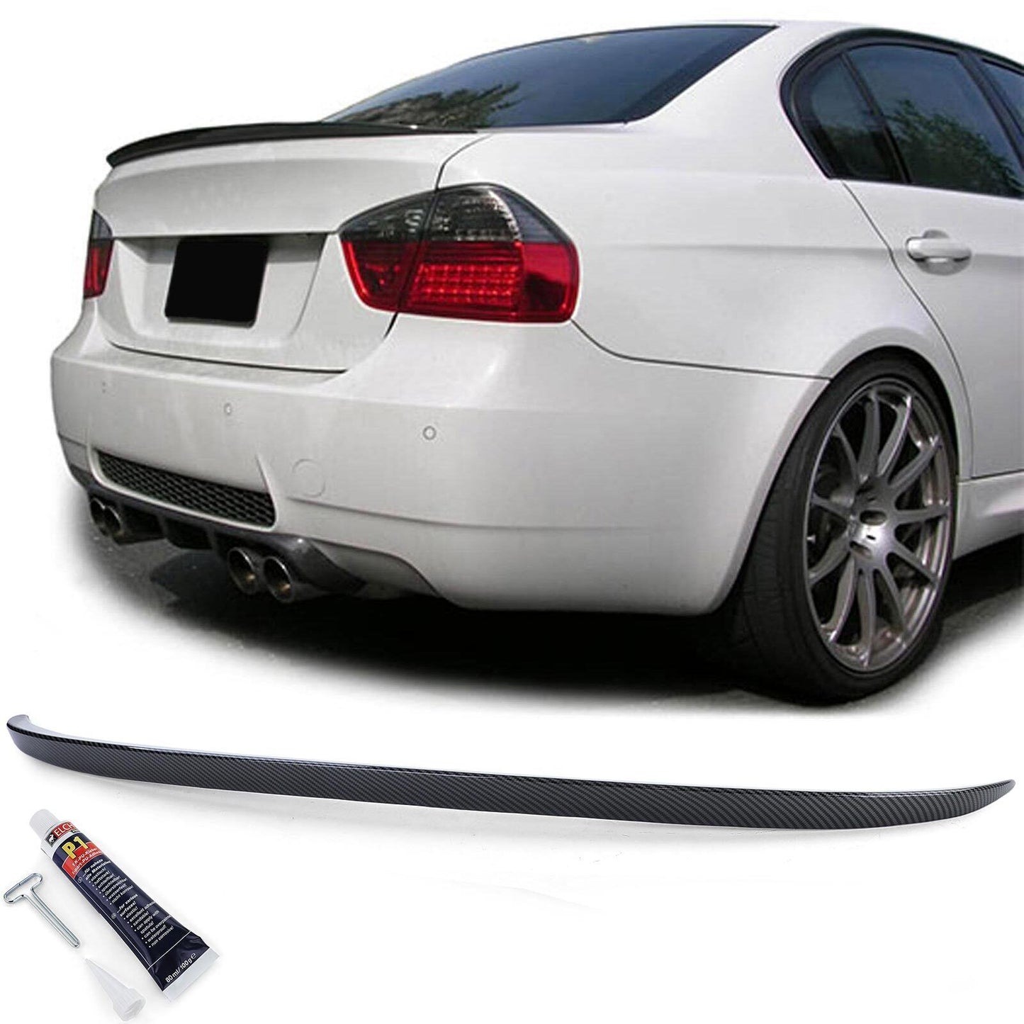 Spoiler posteriore sportivo carbon look adatto per BMW Serie 3 E90 berlina 05-11