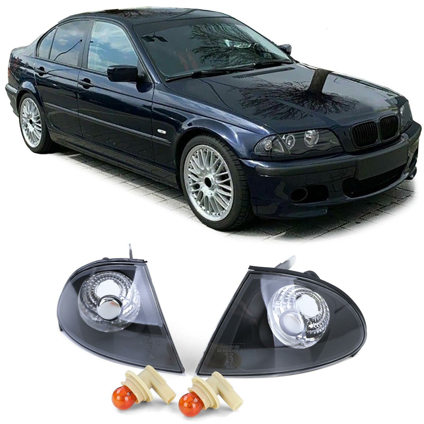 Clear Glass Smoked Black Turn Signal Light Suitable for BMW 3 Series 