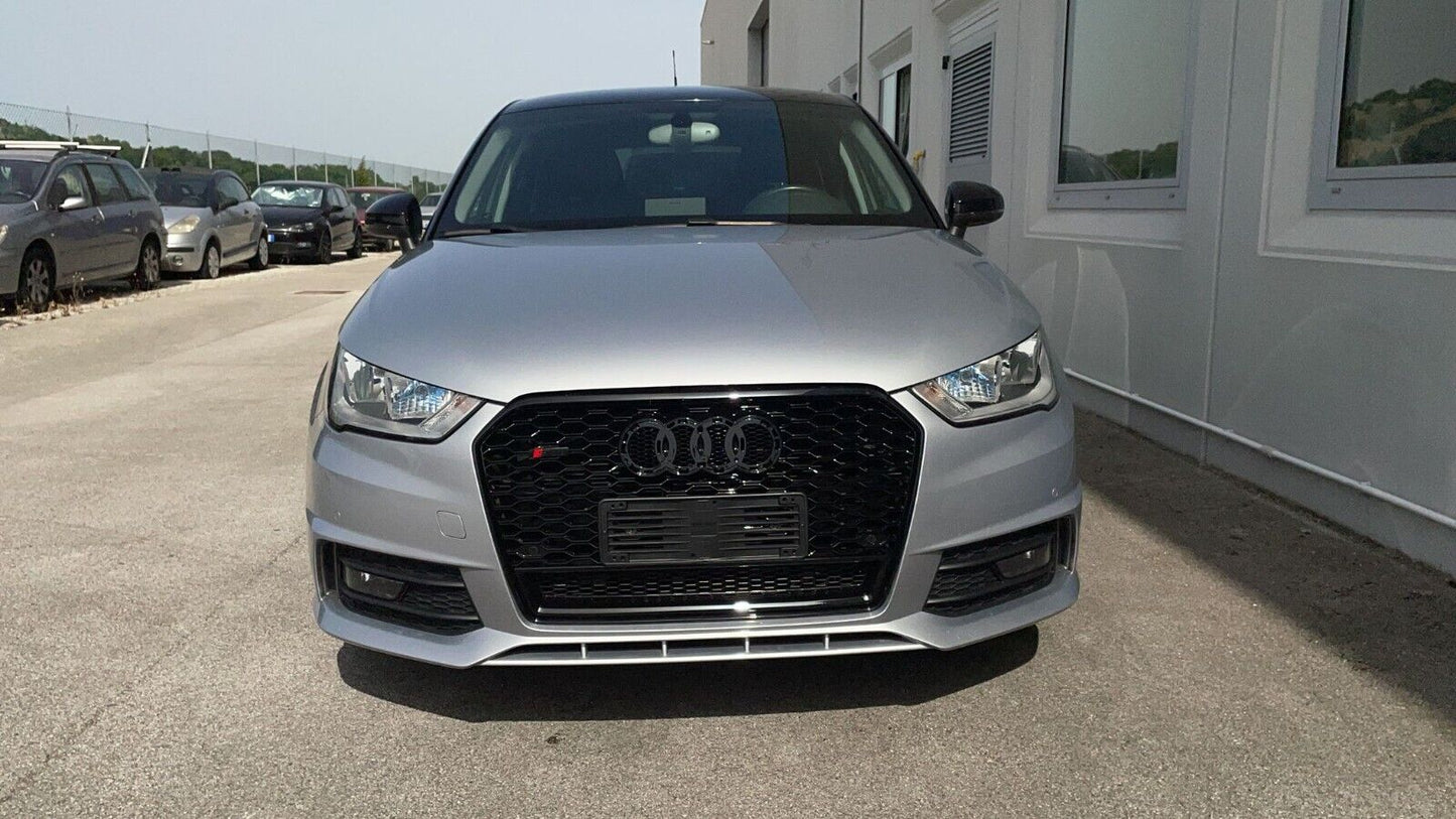 GRIGLIA ANTERIORE LOOK RS1 PER AUDI A1 8X 2016-2018 NERO LUCIDO QUATTRO