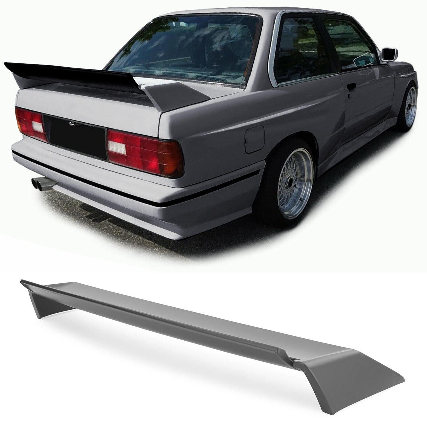 Aftermarket Primed ABS Rear Wing Evo Sport Rear Spoiler Compatible with BMW 3 Series E30 82-93 