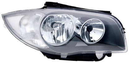 Headlight Set for BMW E81 E82 E87 E88 1 Series in Black Halogen Left Right H7 