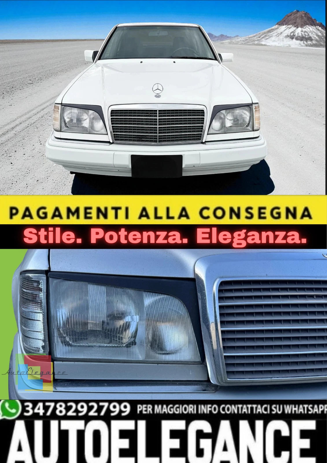 💫Mascherine Fari / Eyebrows Look Malocchio in ABS per Mercedes W124 💫