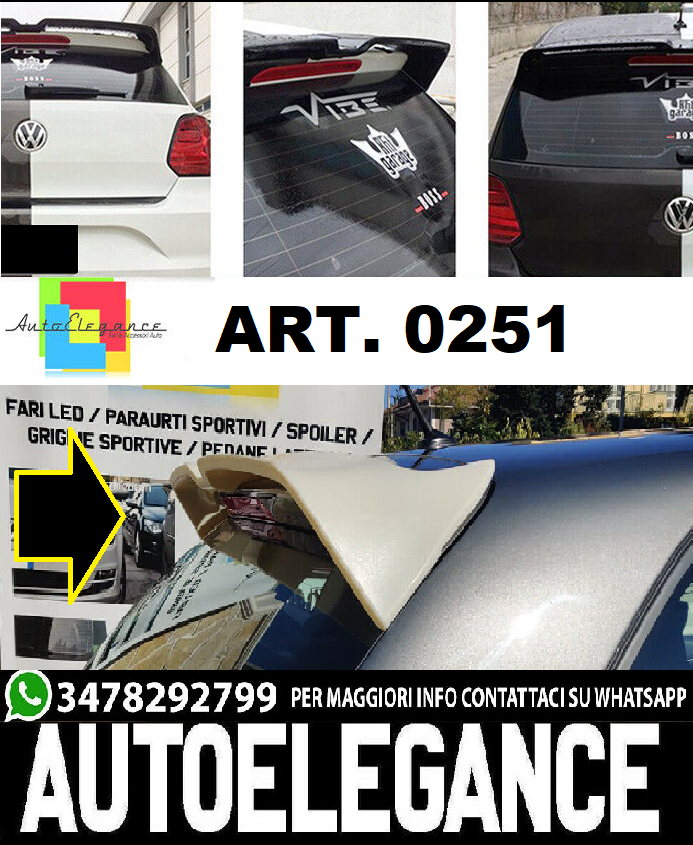 ALETTONE LOOK GTI SPOILER POSTERIORE SUL TETTO PER VW POLO 6R 6C 2011-2017 ABS