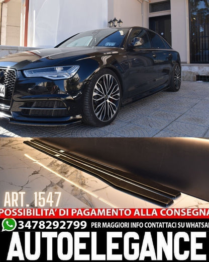 SOTTO MINIGONNE ADATTE PER AUDI A6 4G C7 LOOK NERO LUCIDO DESIGN SPORTIVO 1547