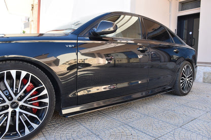 SOTTO MINIGONNE ADATTE PER AUDI A6 4G C7 LOOK NERO LUCIDO DESIGN SPORTIVO 1547