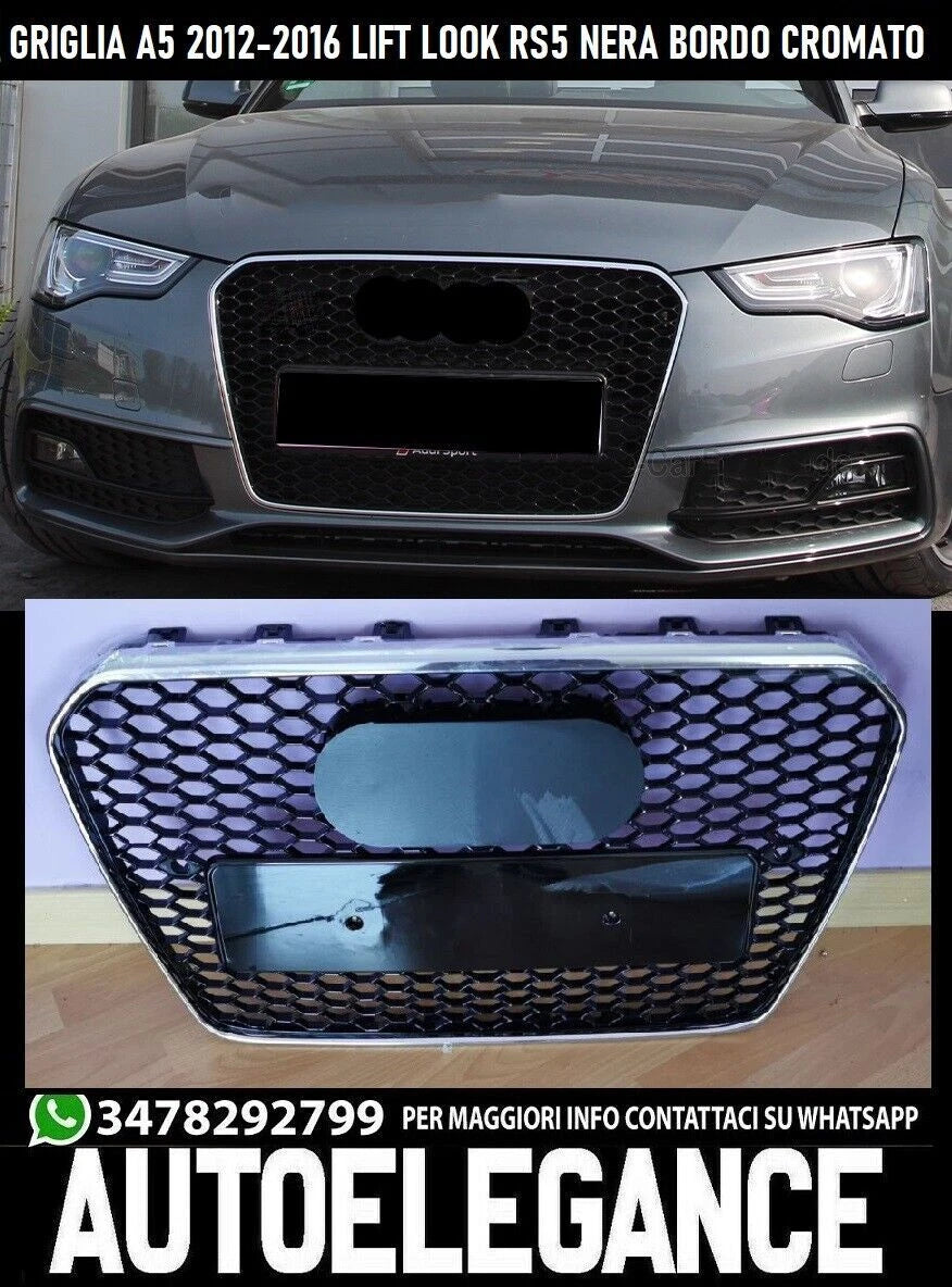 GRIGLIA ADATTA PER AUDI A4 B8 08-12 LOOK RS4 NERA NIDO CON BORDO CROMATO