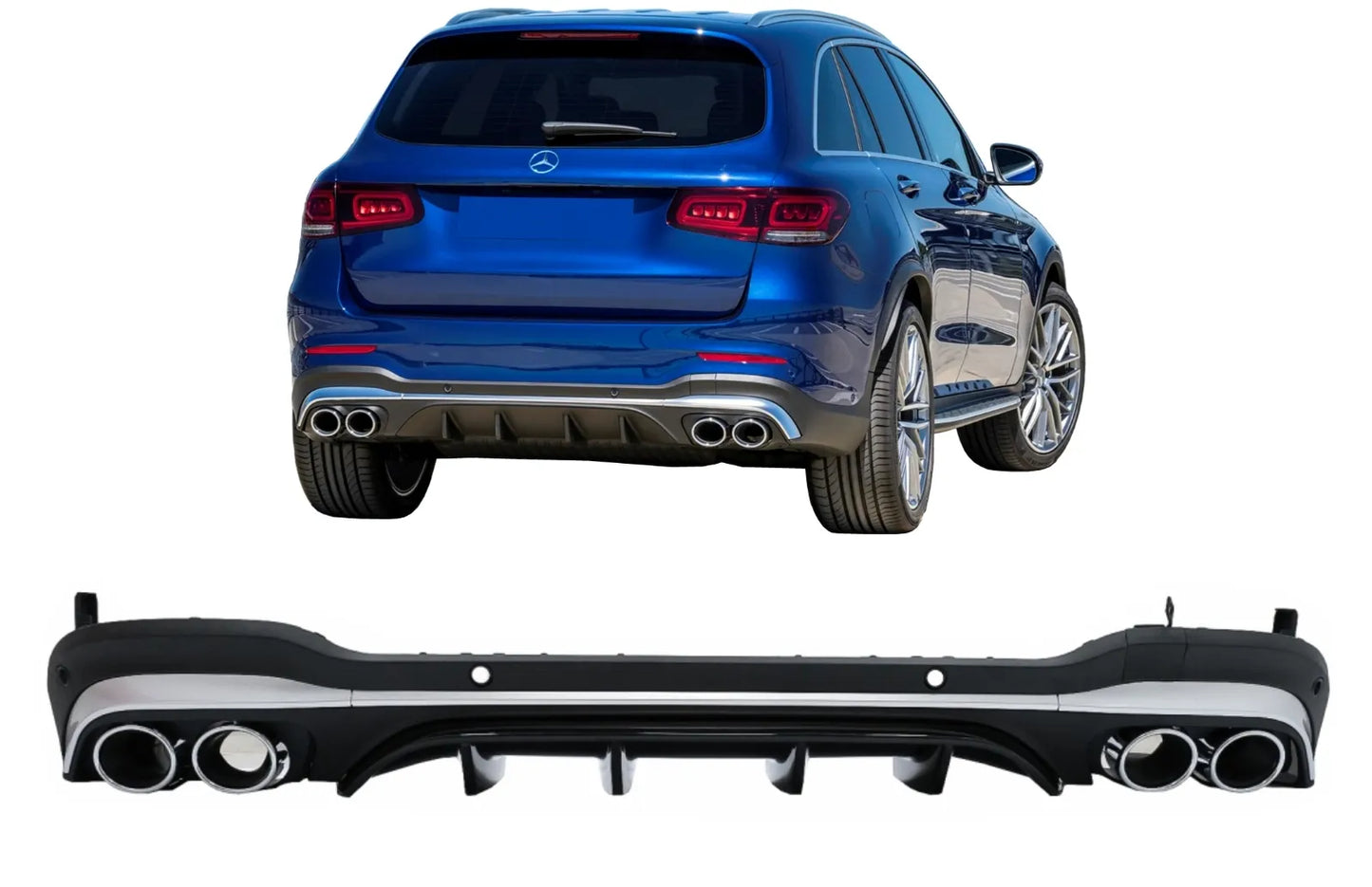 💎Diffusore Punte Argento per Mercedes GLC SUV X253 Facelift 2020- GLC43💎