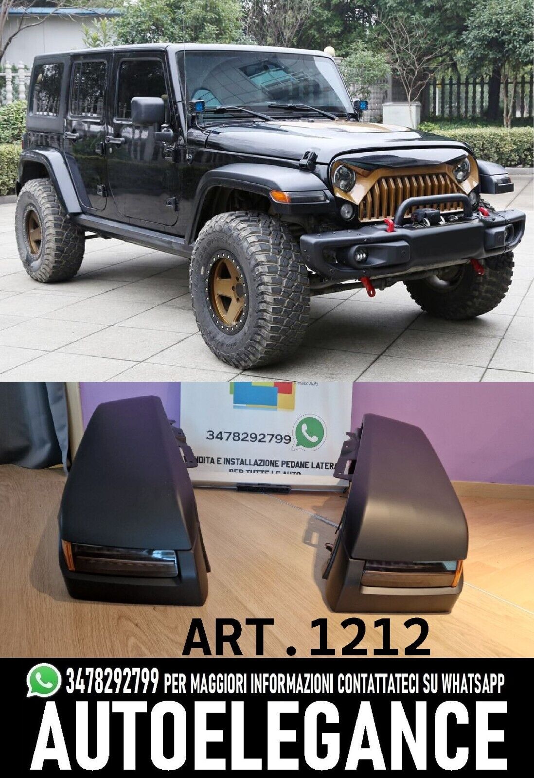 PARAFANGHI ANTERIORI ADATTI PER WRANGLER JK 2007-2017 + DRL LED LOOK JL 2018+