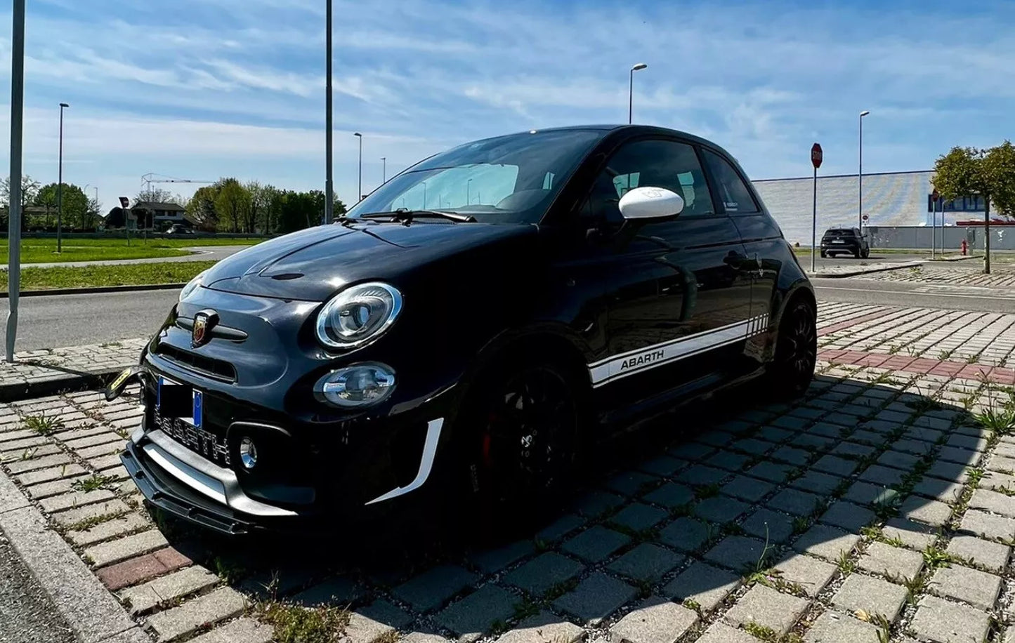 🔥SPLITTER ANTERIORE NERO LUCIDO ADATTO PER FIAT 500 ABARTH 🔥
