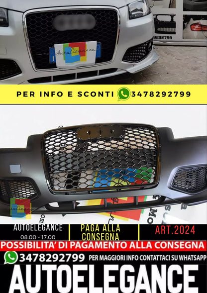 ⭐PARAURTI RS3 ANTERIORE ADDATO PER AUDI A3 8P 2005-2008 LOOK RS3⭐