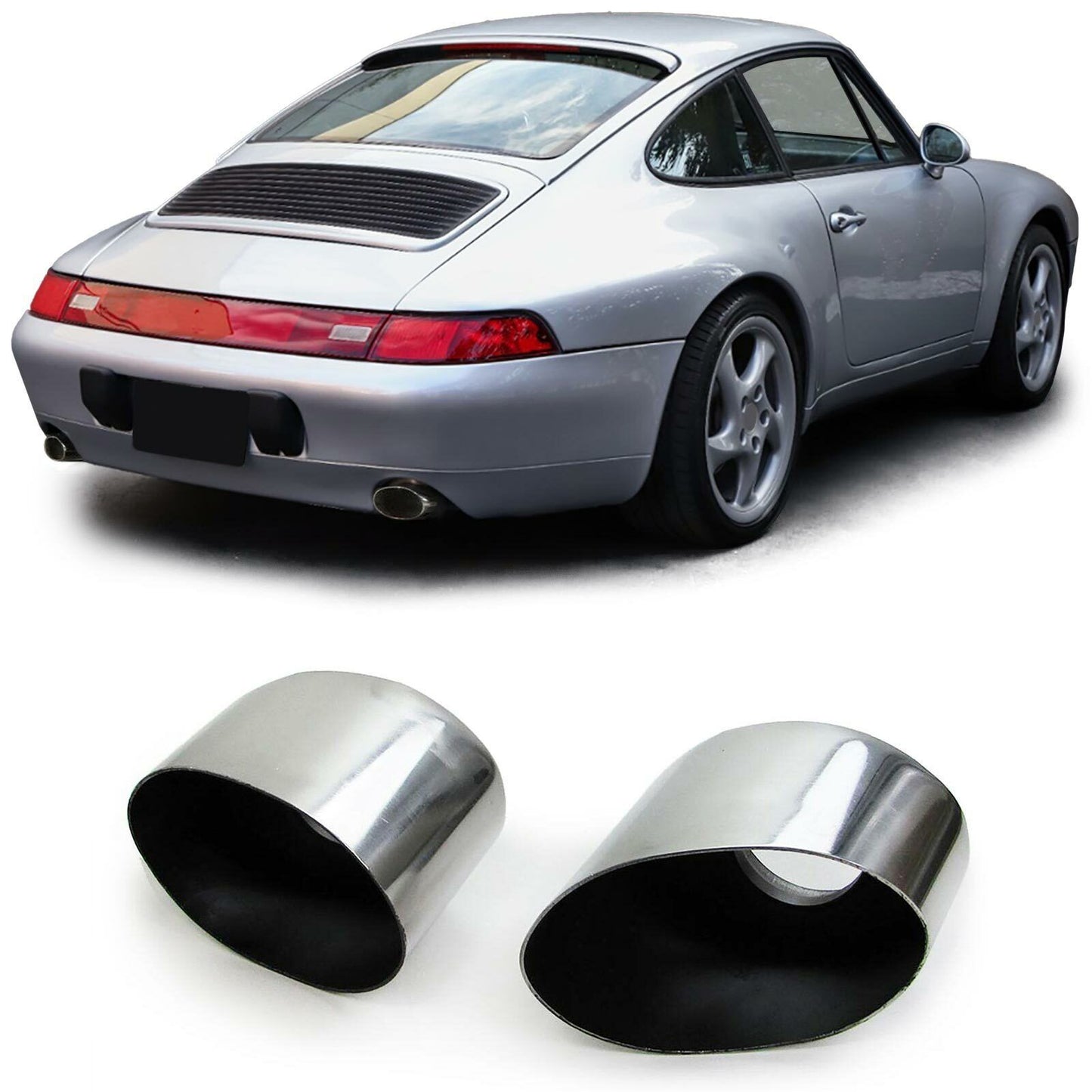 Terminale di scarico in acciaio inox lucidato per Porsche 911 993 C2 C4 93-97