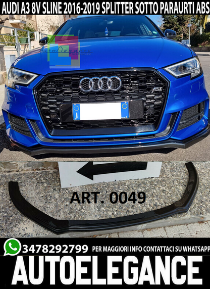 SOTTO PARAURTI ANTERIORE AUDI A3 8V 2016-2019 SPLITTER ABS PARAURTI SLINE