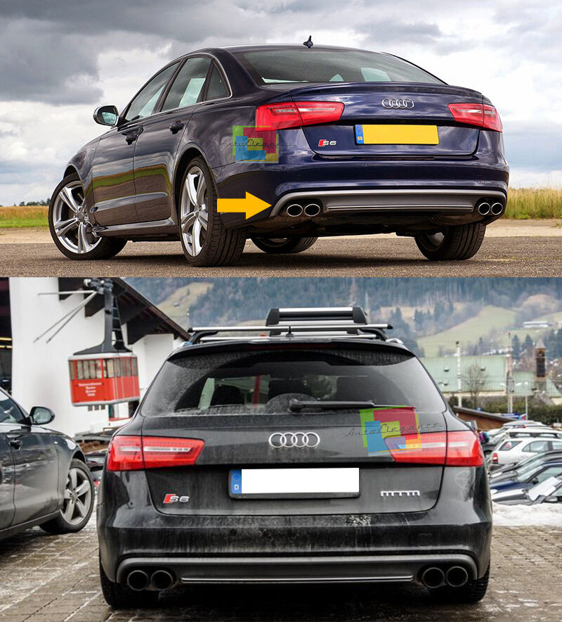 KIT ADATTO PER AUDI A6 4G C7 2011-2014 SOTTO PARAURTI ANTERIORE LOOK TUNING GREZZO + DIFFUSORE LOOK S6 GRIGIO PLATINO SATINATO