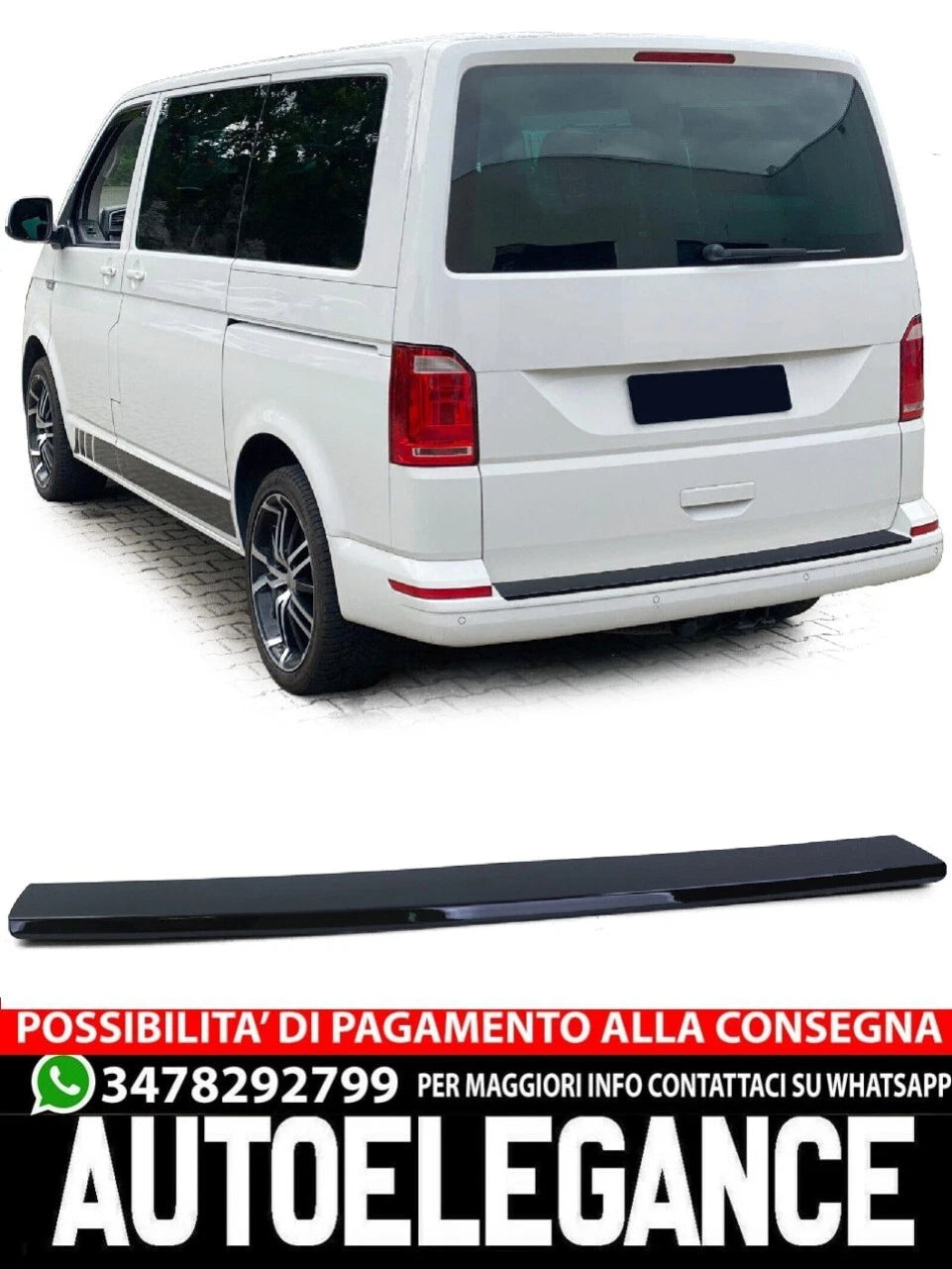 Protezione bordo di carico per paraurti nero lucido per VW Bus T5 T5.1 T6 T6.1