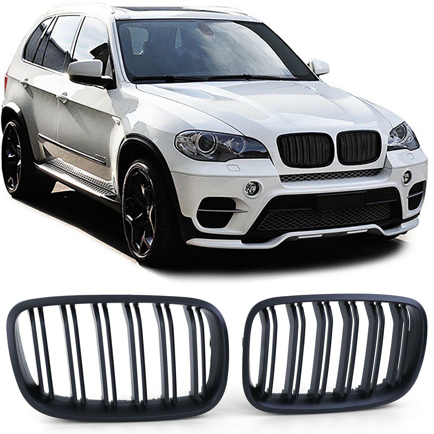 Aftermarket Matte Performance Double Bar Sport Grille Compatible with BMW X5 E70 X6 E71 