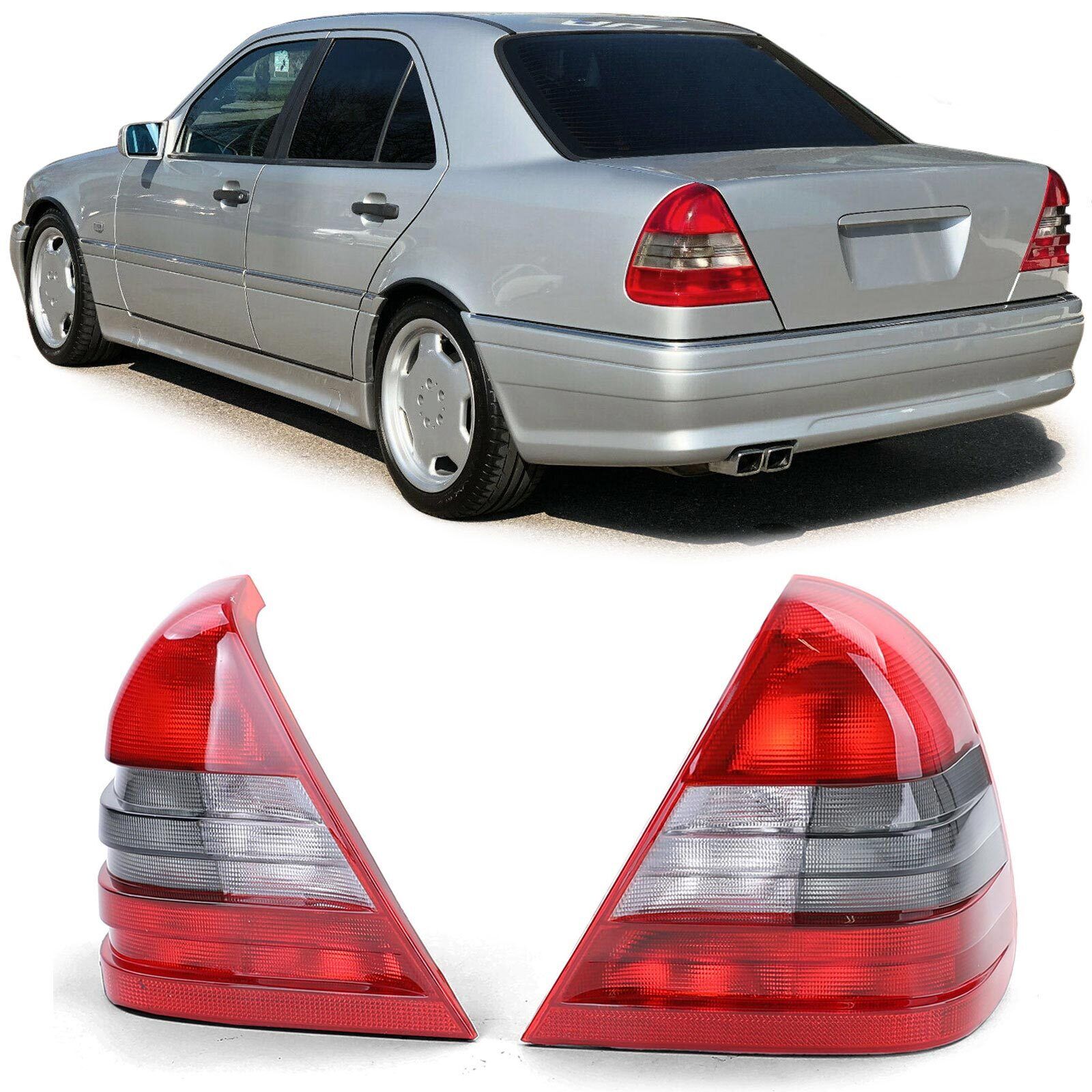Coppia fanali posteriori rossi bianchi per Mercedes classe C W202 93-97 AUTOELEGANCERICAMBI