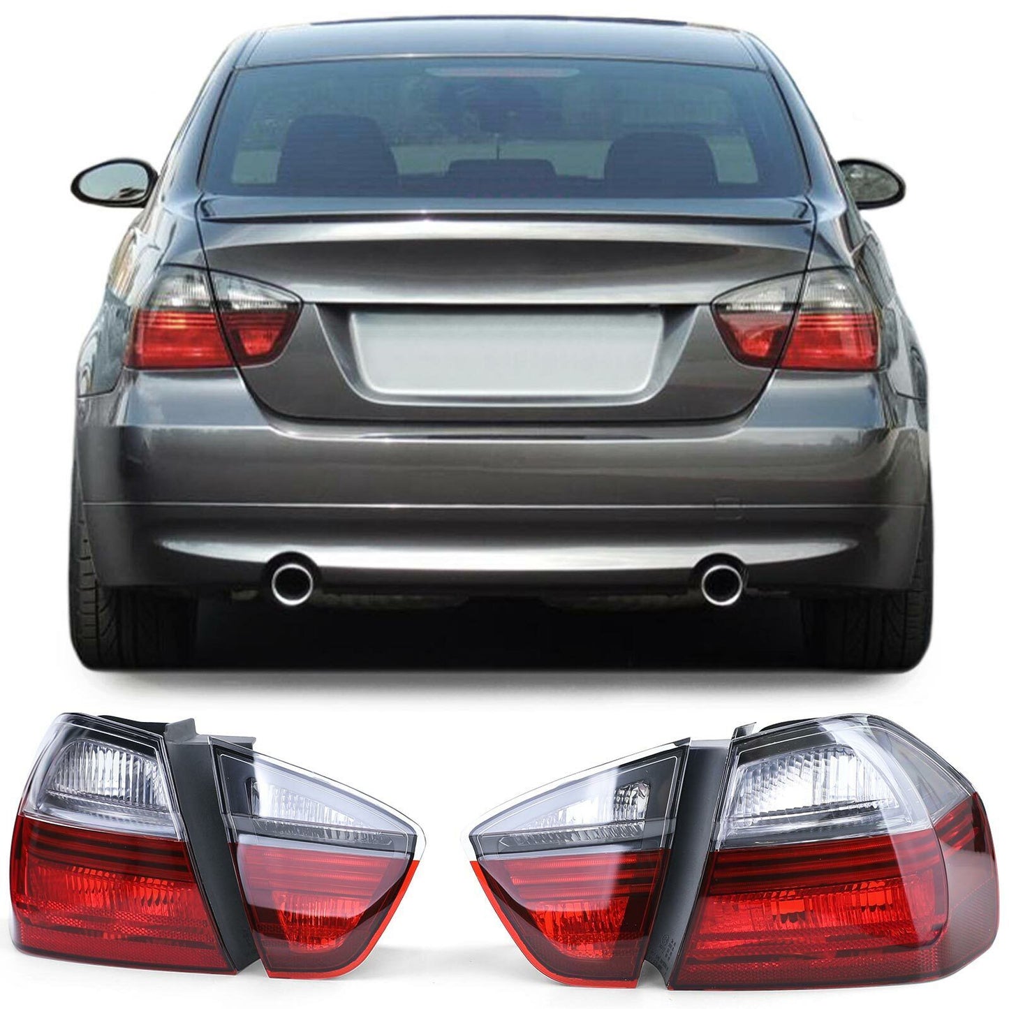 Rear lights suitable for BMW 5 Series E39 sedan 95-00 red black Glass 