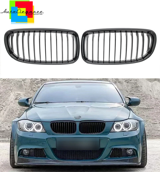 💕 Griglia Anteriore Adatto per BMW Serie 3 E90 E91 LCI 08-12 Nero Lucido 💕