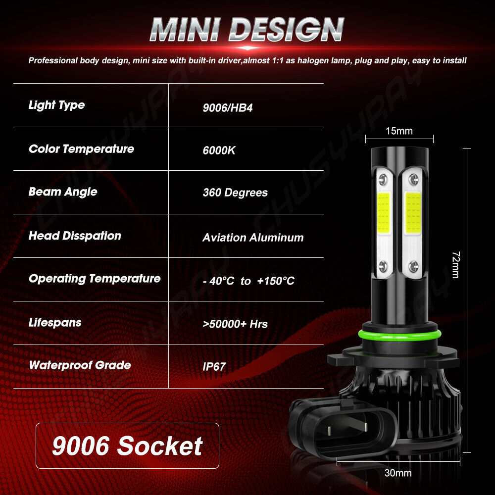 For Jeep Grand Cherokee 2005-2010 -6x 6000K LED Headlights Bulbs + Fog Lights Kit 