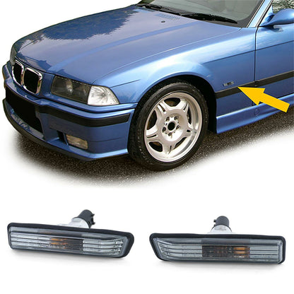 Indicatori di direzione laterali in vetro trasparente nero fumè adatto per BMW