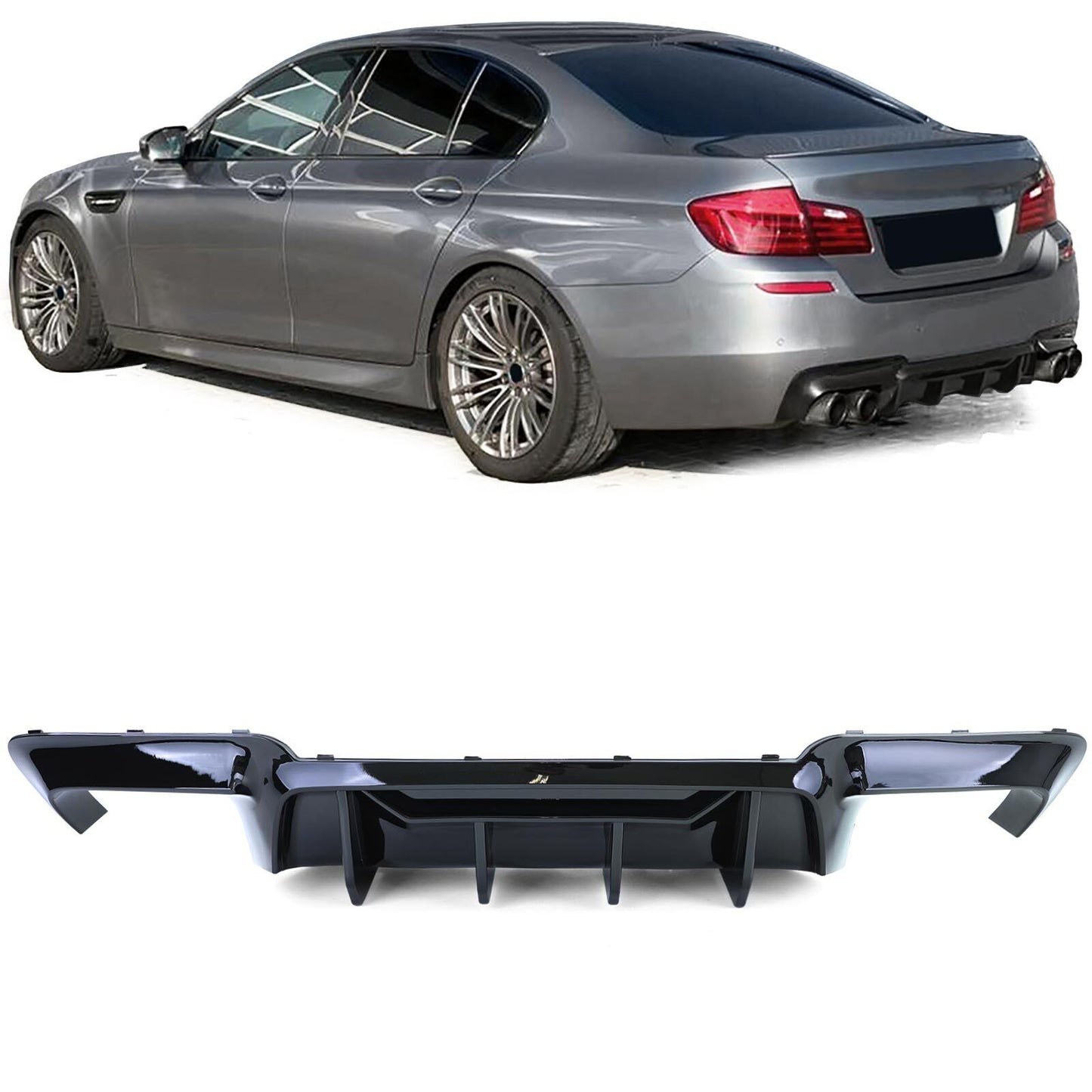 Diffusore posteriore duplex lucido ad alte prestazioni adatto per BMW Serie 5 F10 F11 550i M550d