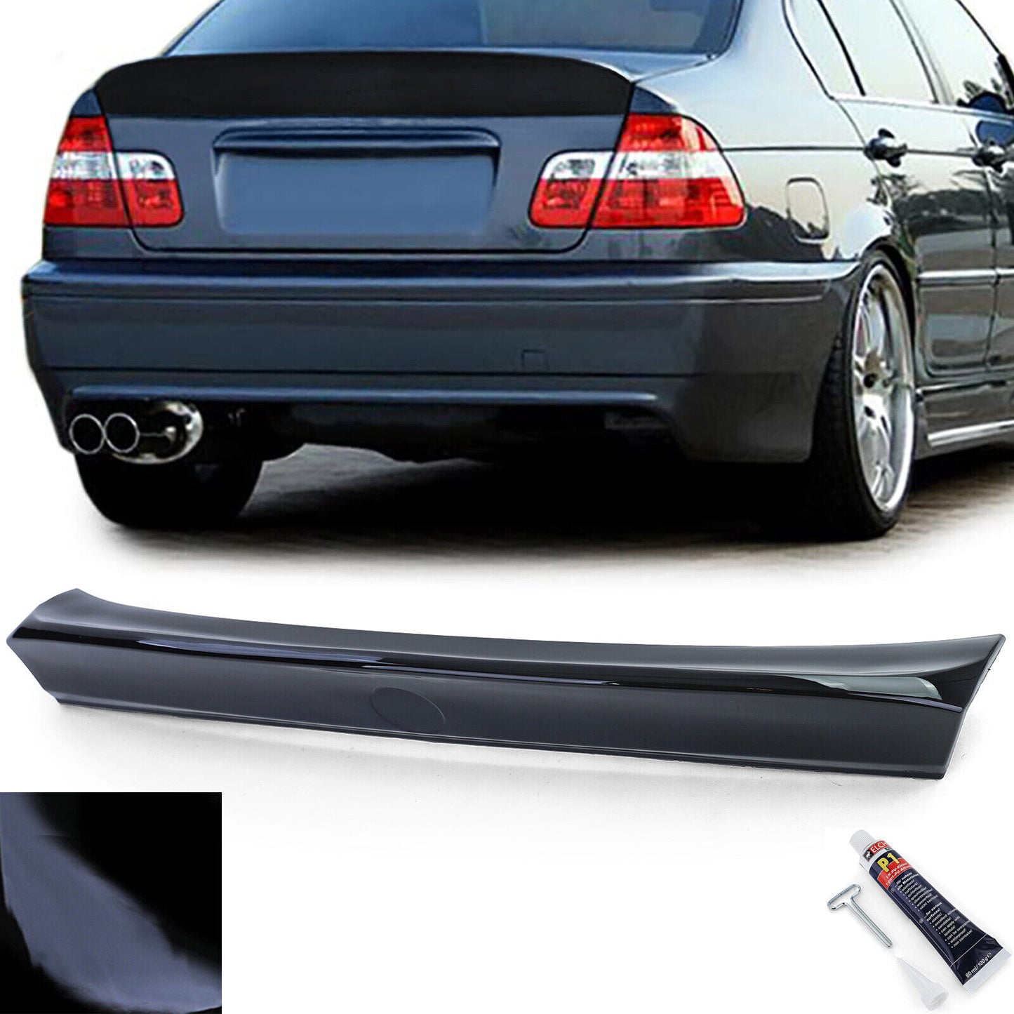 Spoiler posteriore a coda d'anatra CSL Nero lucido adatto per BMW Serie 3 E46 Berlina 98-05