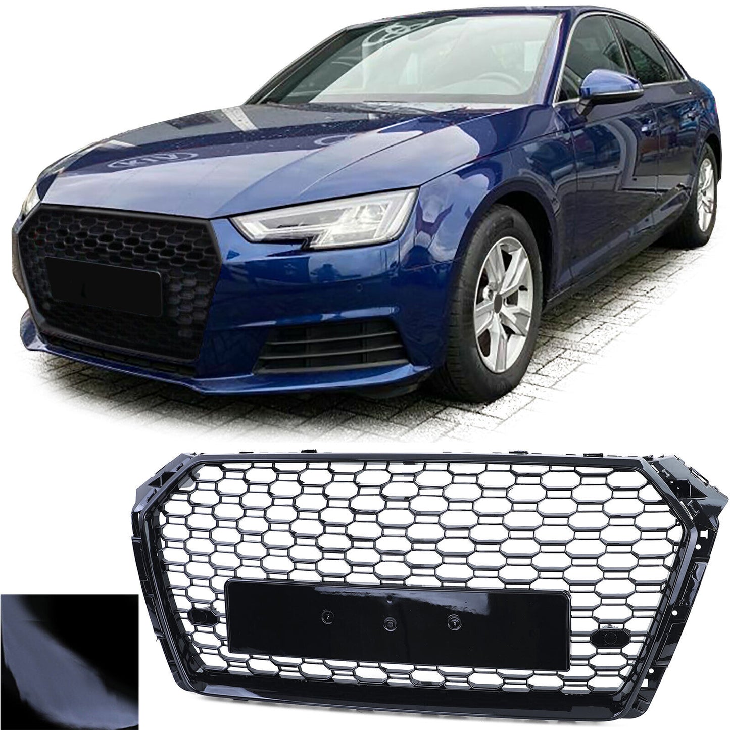 Griglia Sportiva A Nido D'ape Senza Emblema Nero Lucido compatibile per Audi A4 B9 8W 15-19