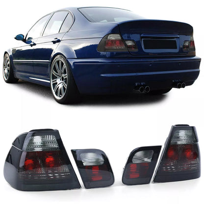💎Crystal Black Smoke Glass Rear Lights Fit For BMW E46 Sedan 98-01💎