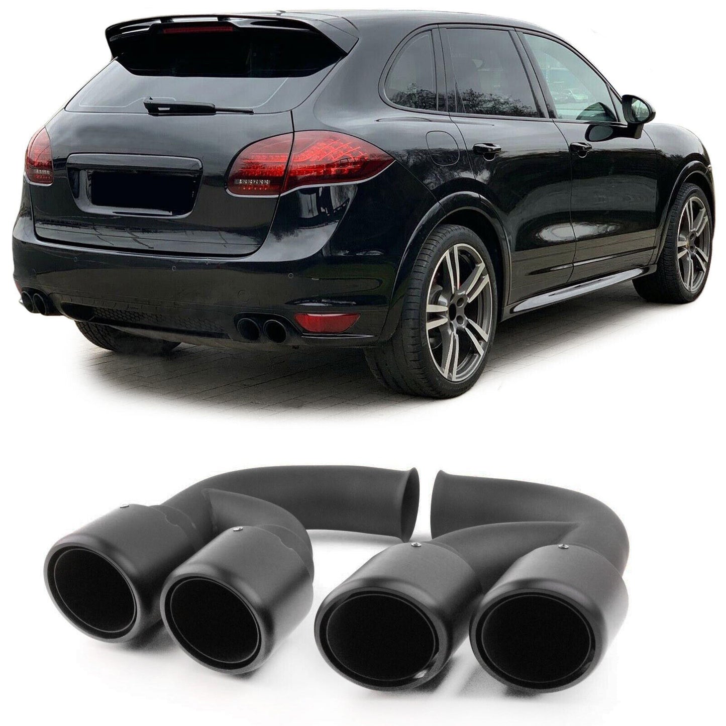 Terminale di scarico doppio in acciaio inox opaco per Porsche Cayenne 92A 10-14