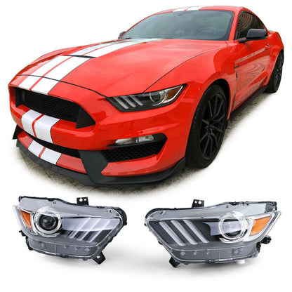 Coppia fari Bi Xenon cromati neri per Ford Mustang 6 Coupe Cabrio 14-17 AUTOELEGANCERICAMBI