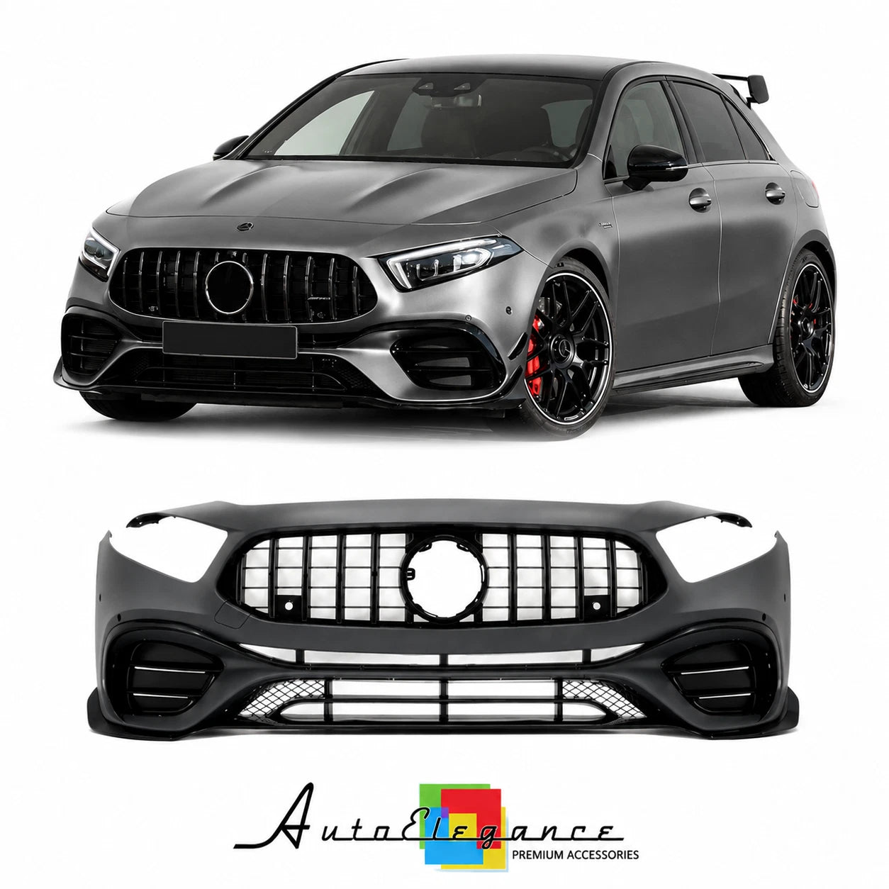 PARAURTI ANTERIORE MERCEDES CLASSE A W177 V177 18- LOOK AMG A45 NERO
