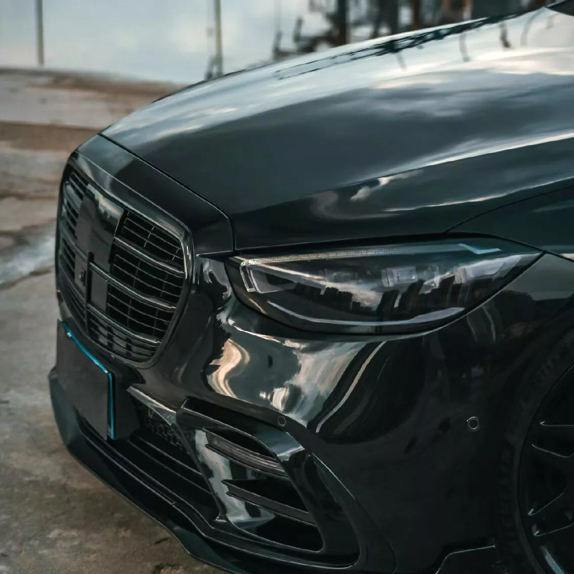 💕Griglia Radiatore Griglia Adatta per Mercedes Classe S W223 Lucida Nero💕