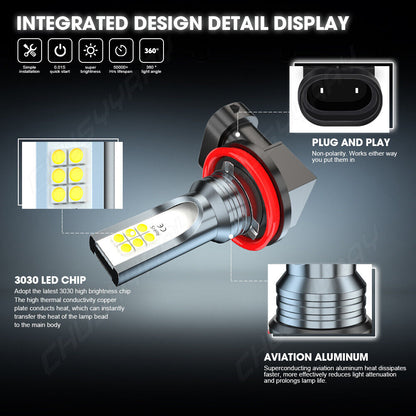 For 2006 2007 Mitsubishi Eclipse - 6000k LED Headlight Hi/Lo + Fog Light Bulbs 