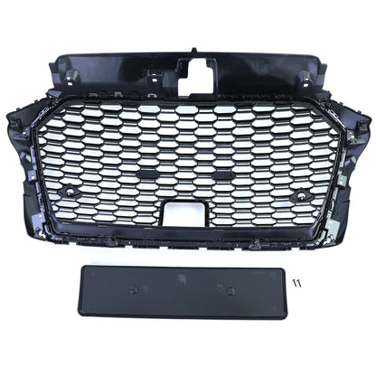 Griglia sportiva Griglia a nido d'ape nera lucida compatibile per Audi A3 8V 16-20 con ACC