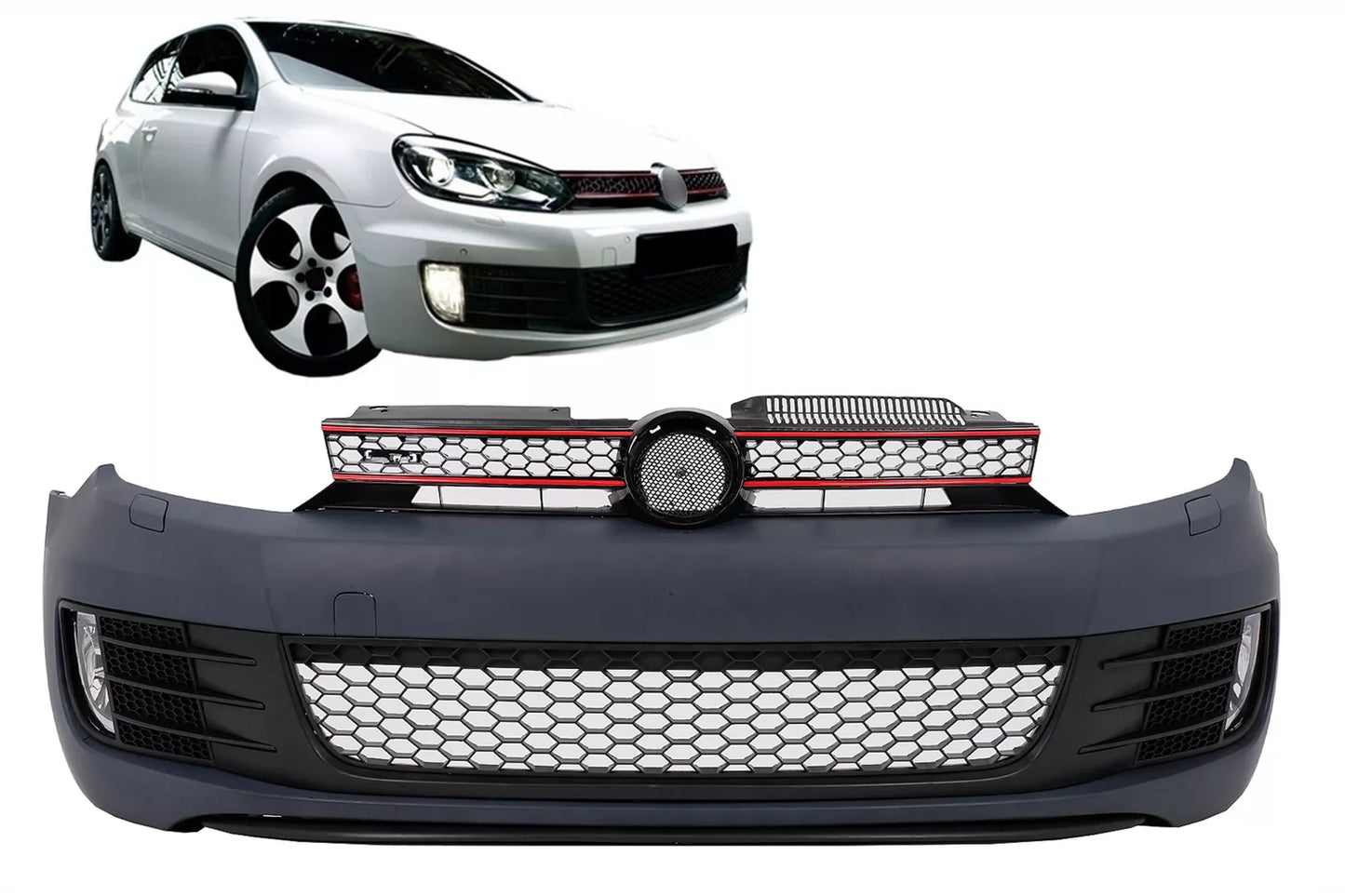 ⭐Paraurti anteriore adatto per VW Golf VI 6 08-13 Griglia Fendinebbia GTI Look⭐