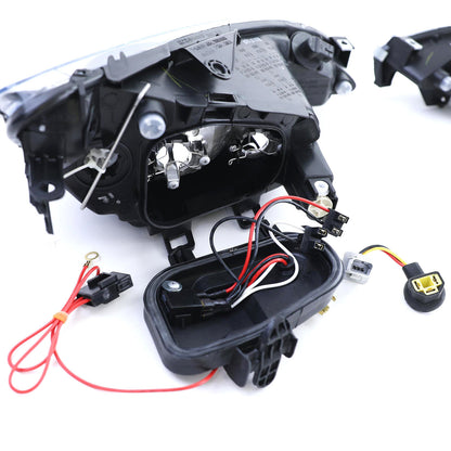 Faro in vetro trasparente nero H7 H7+ adattatore aftermarket compatibile con Peugeot 206 1998-2008