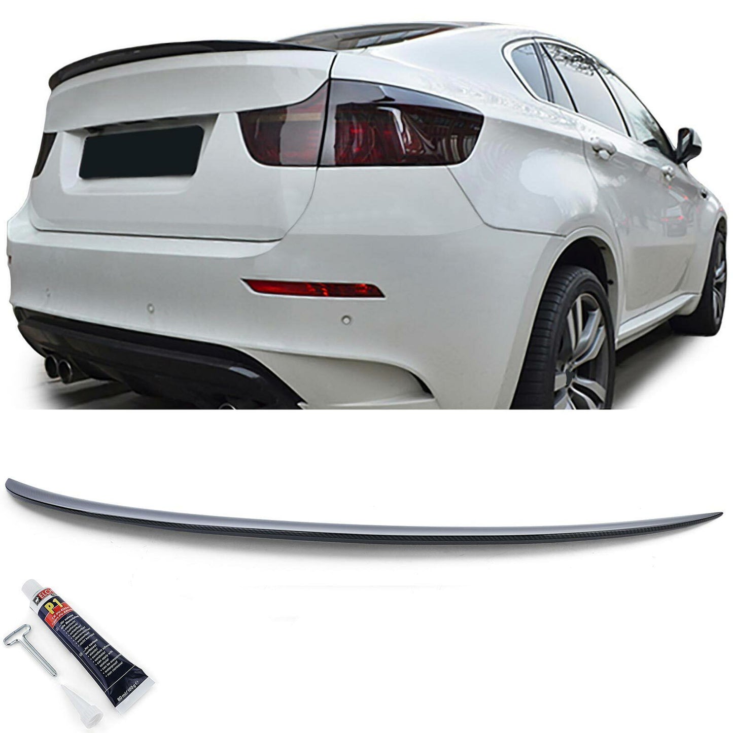 Sporty rear spoiler carbon look suitable for BMW X6 E71 08-14 
