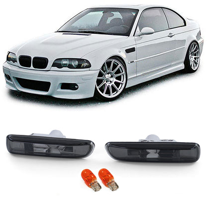 Indicatore di direzione laterale in vetro trasparente fumè nero adatto per BMW