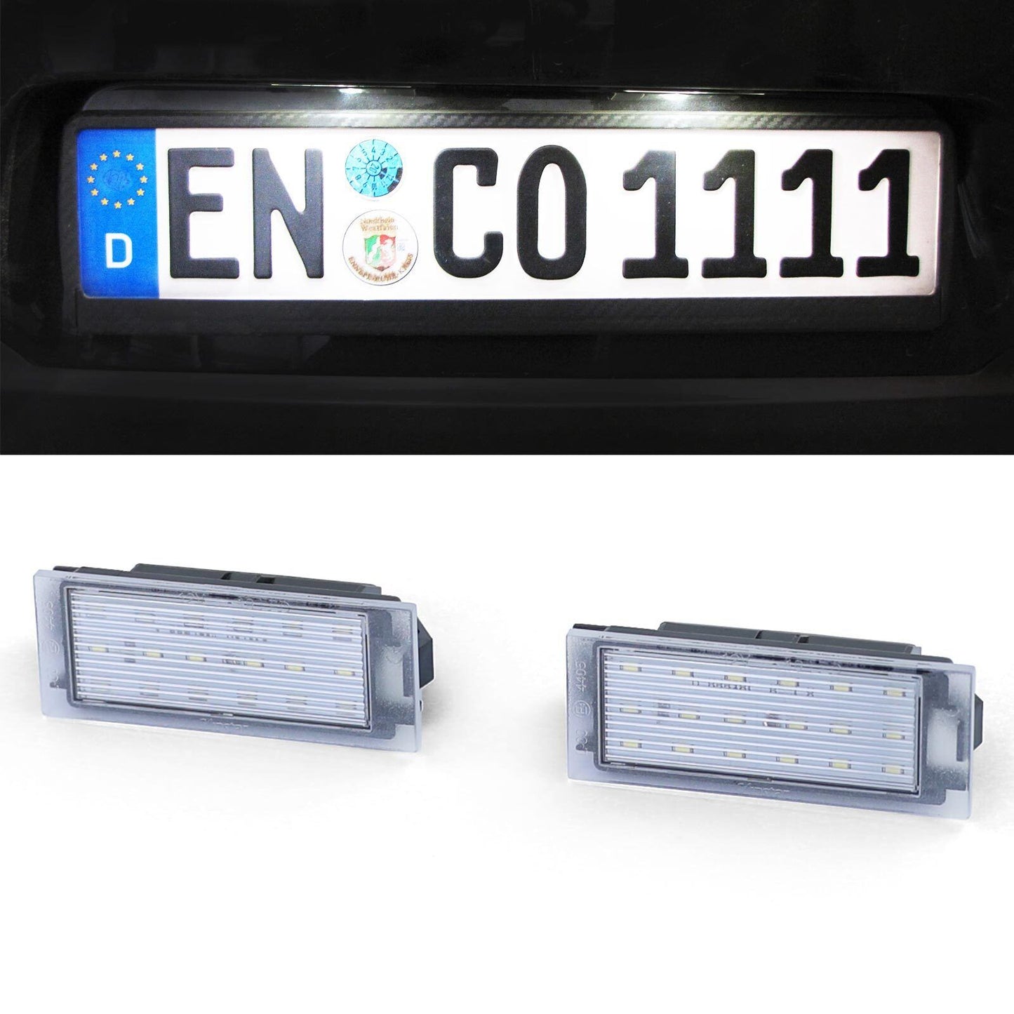 Faro targa a LED bianco 6000K per Renault Twingo Clio Megane Laguna -