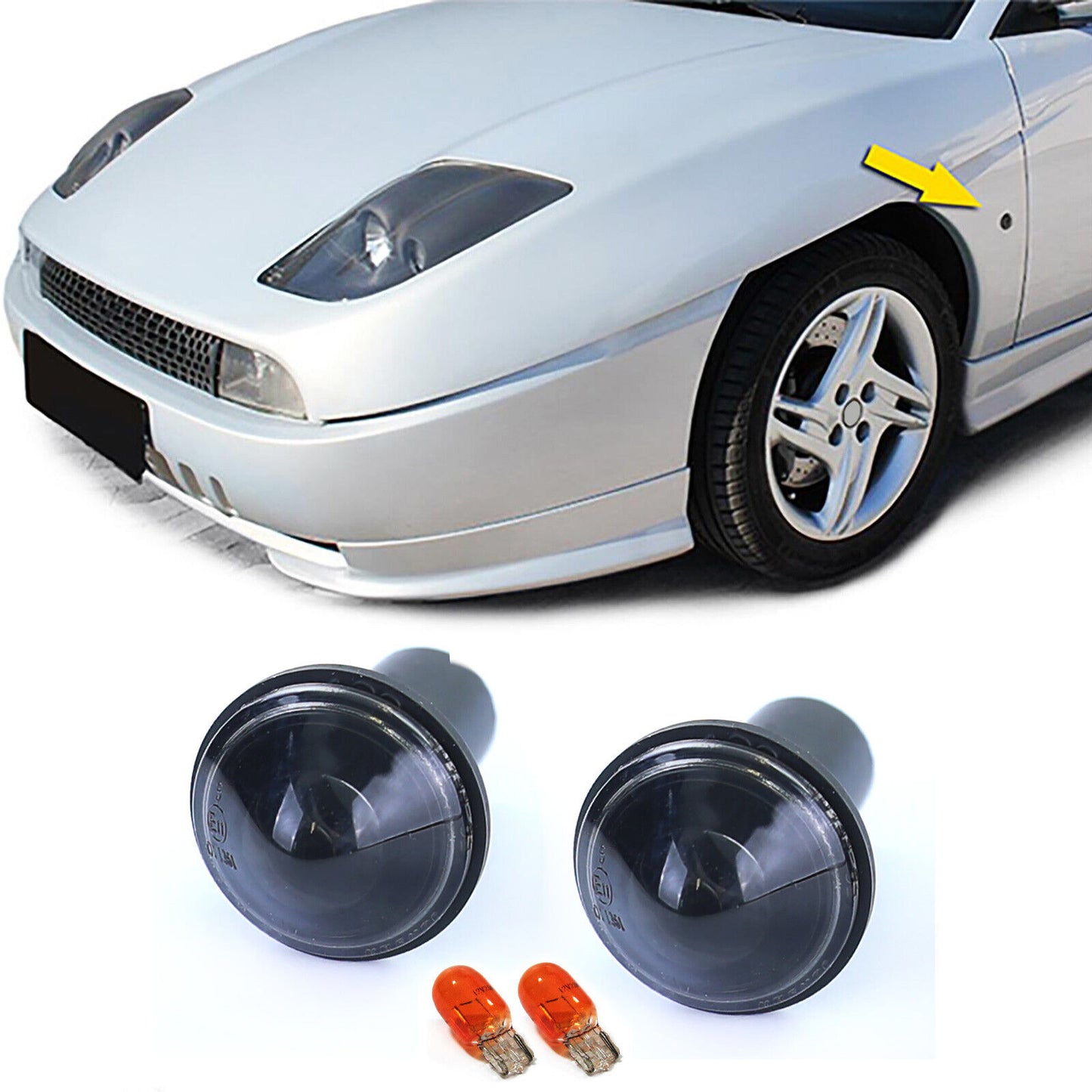 Indicatore di direzione laterale in vetro trasparente per Fiat Coupé 175 94-00