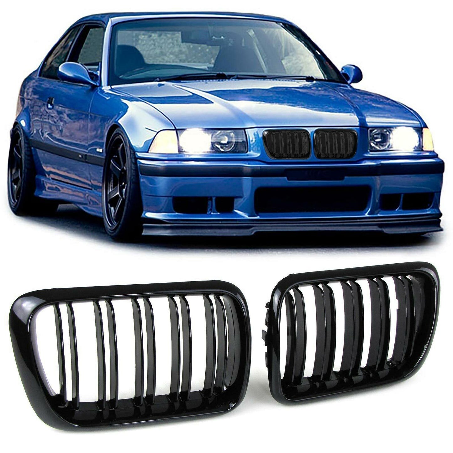Glossy Double Bar Sport Radiator Grille for BMW 3 Series E36 96-99