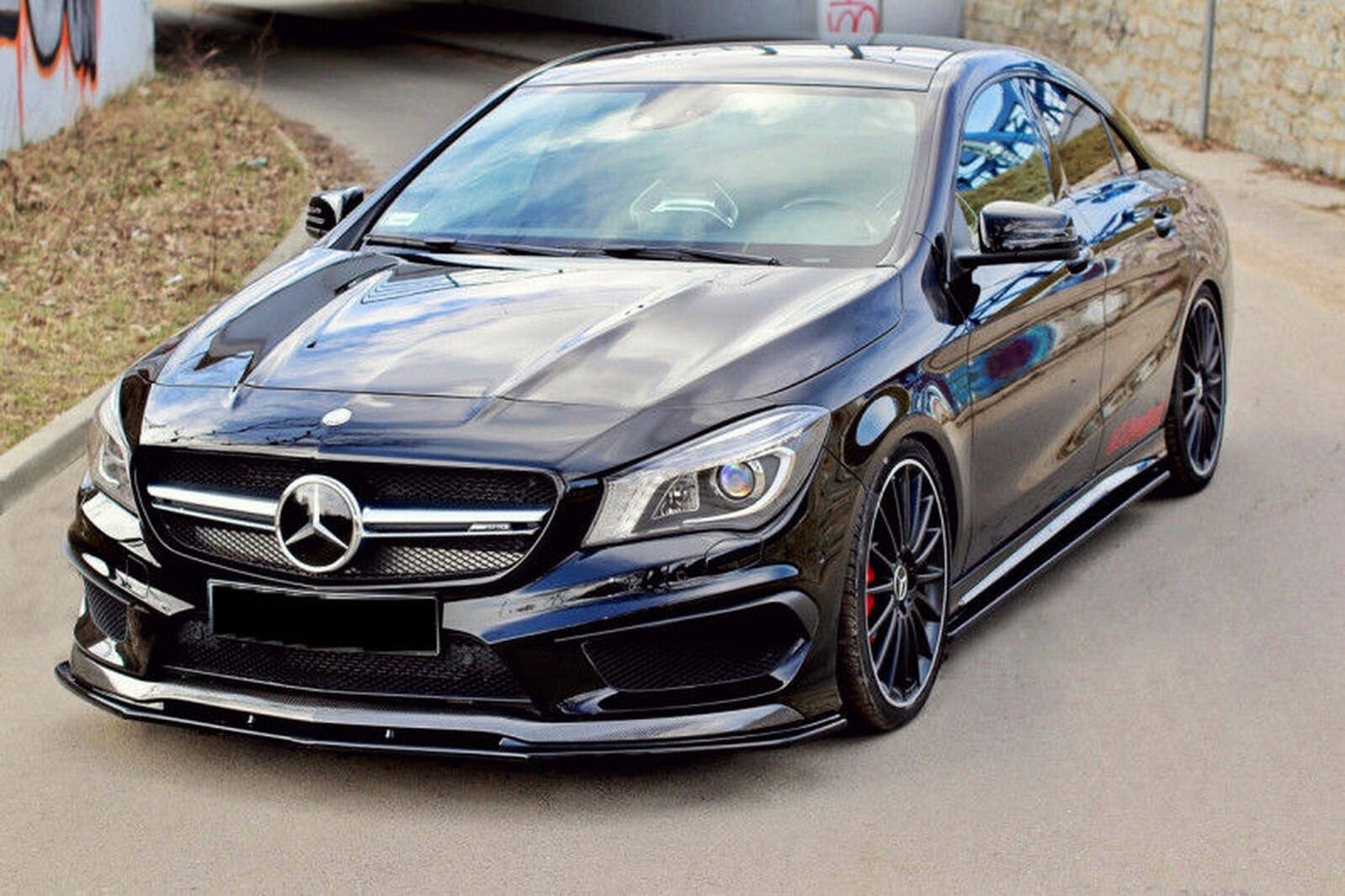 Front Bumper Spoiler For Mercedes CLA45 C117 X117 13-16 Gloss Black 