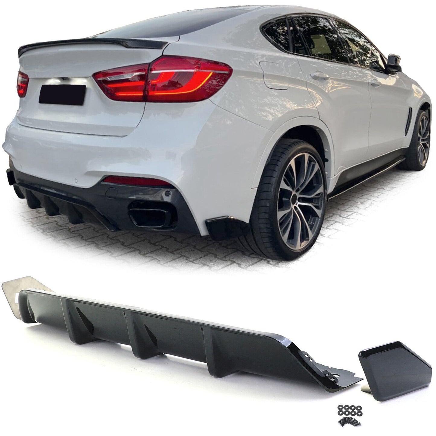 Gloss Black Performance Rear Diffuser Suitable for BMW X6 F16 14-19-