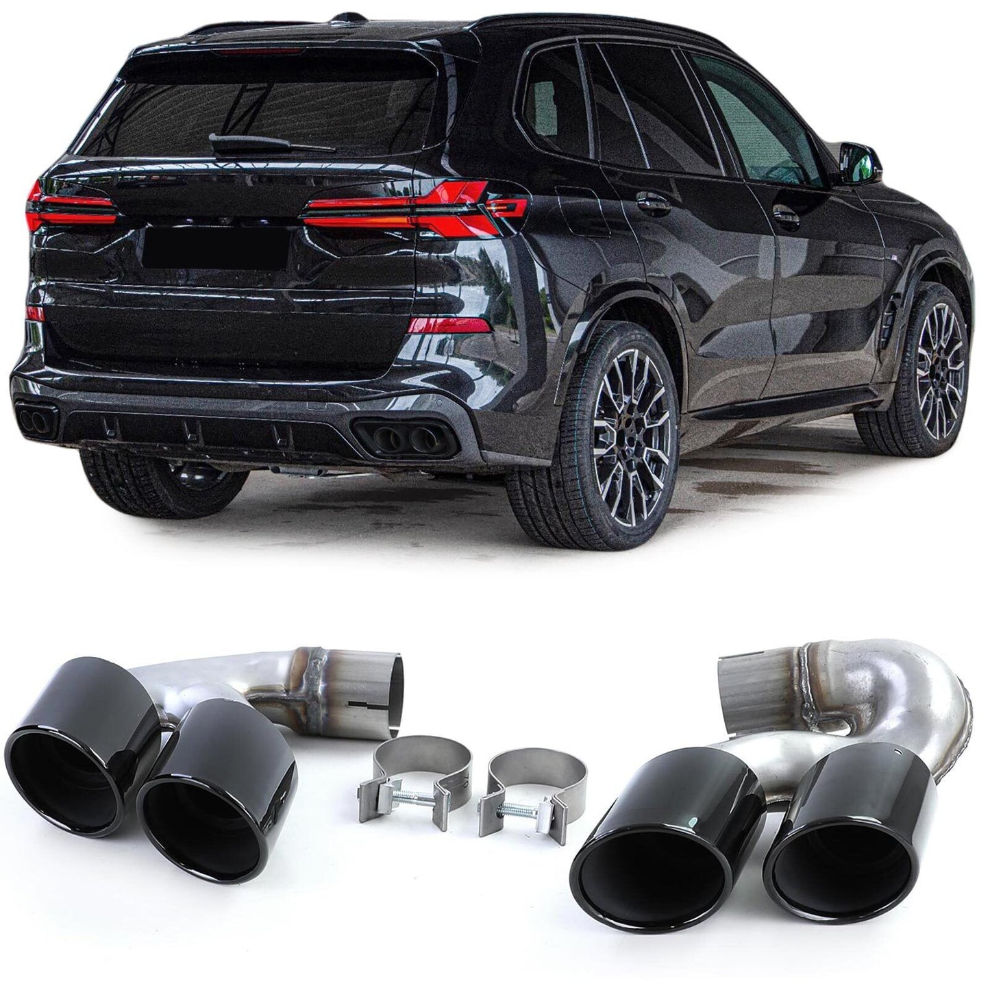 Performance Black Double Pipe Exhaust Tips Suitable for BMW X5 G05 X6 G06 X7 G07 40i