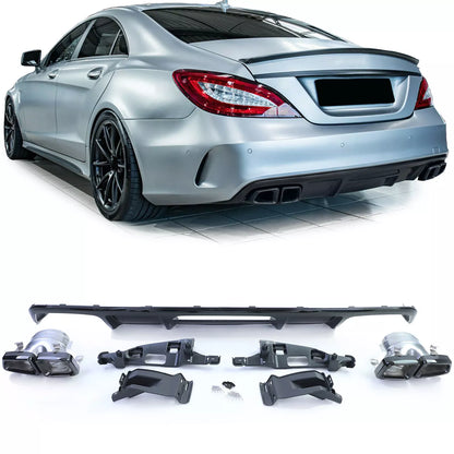 💎DIFFUSER + Black Exhaust Tips for Mercedes CLS C218 Facelift 14-18💎
