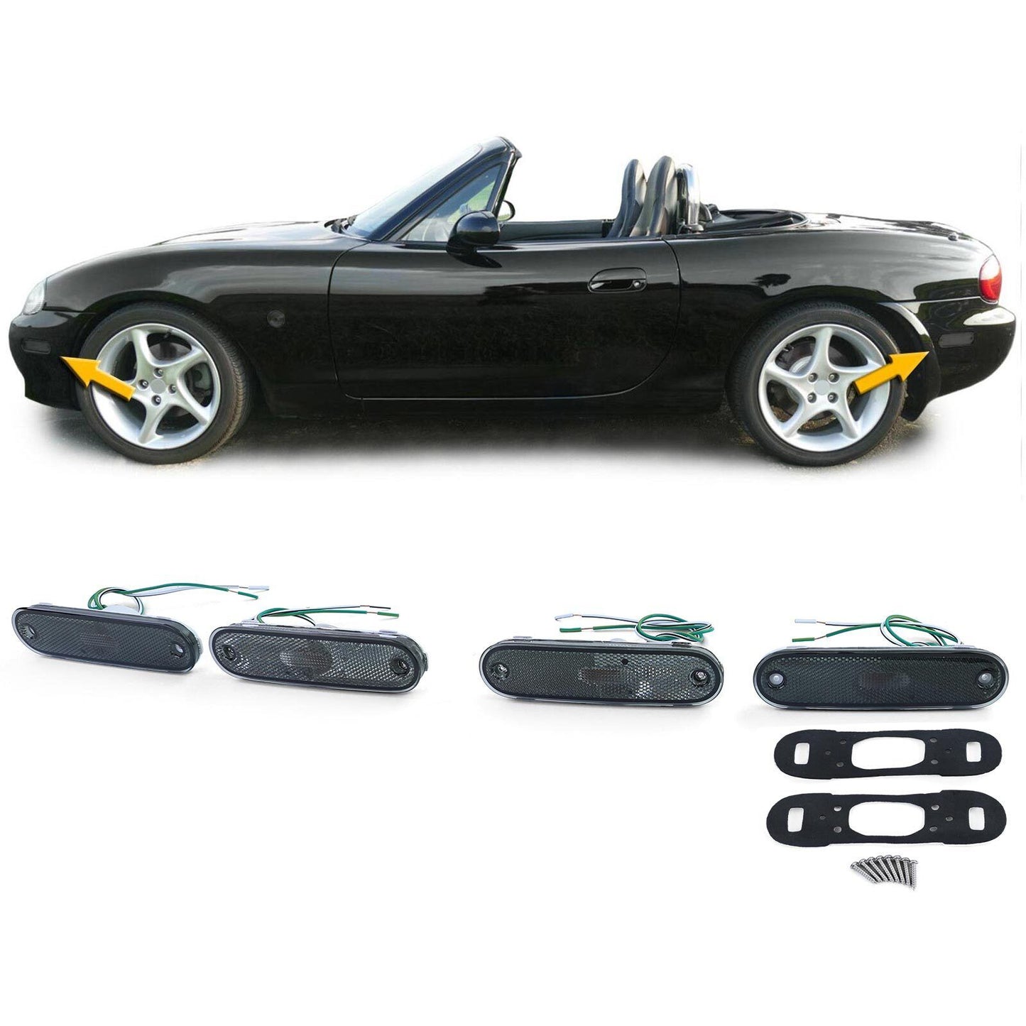 Luci di ingombro laterali catarifrangenti nero fumè per Mazda MX5 89-05-