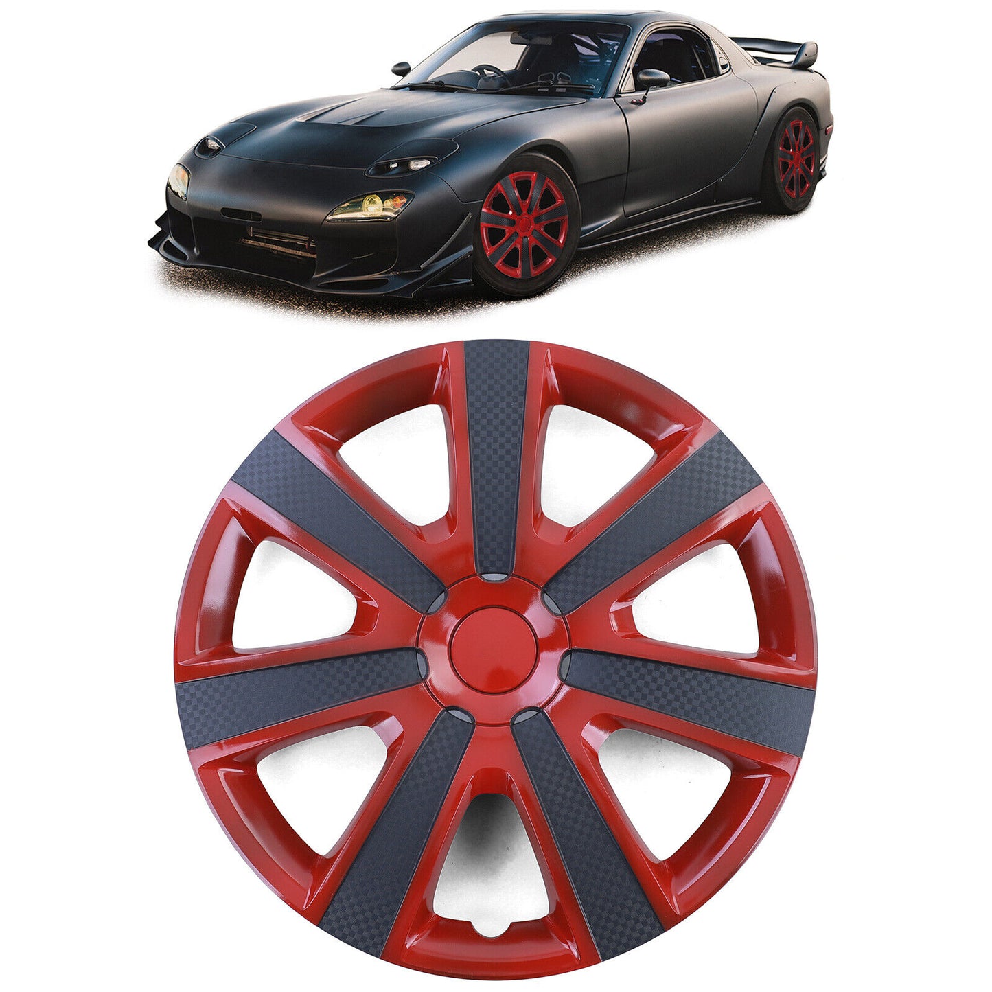 Copricerchi Tenzo-R IX per cerchi in acciaio 15"" rosso carbon