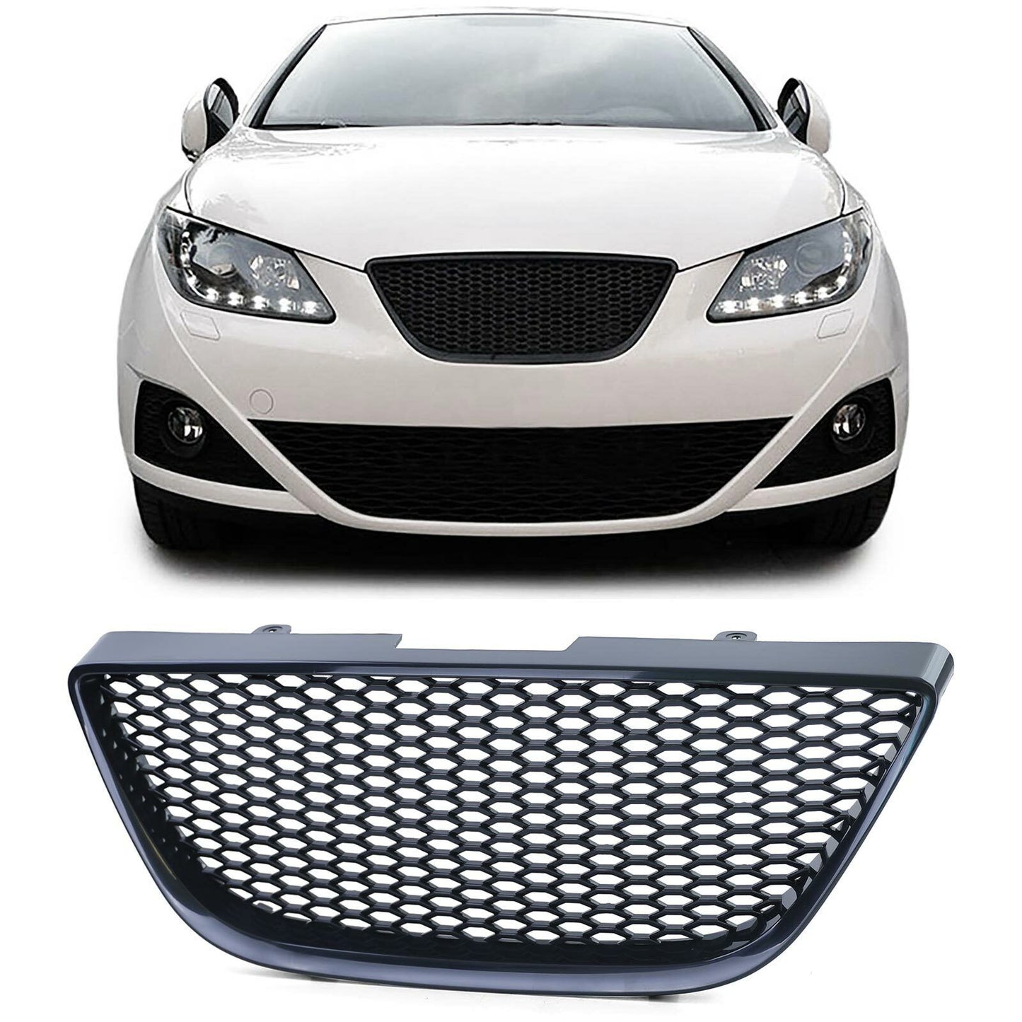 Honeycomb sport radiator grille without emblem black for Seat Ibiza 6J 08-1 